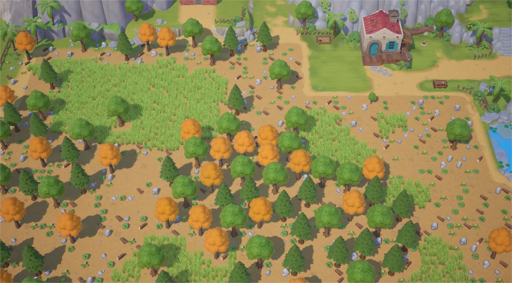 Area pertanian dalam set game Coral Island yang sudah cukup luas